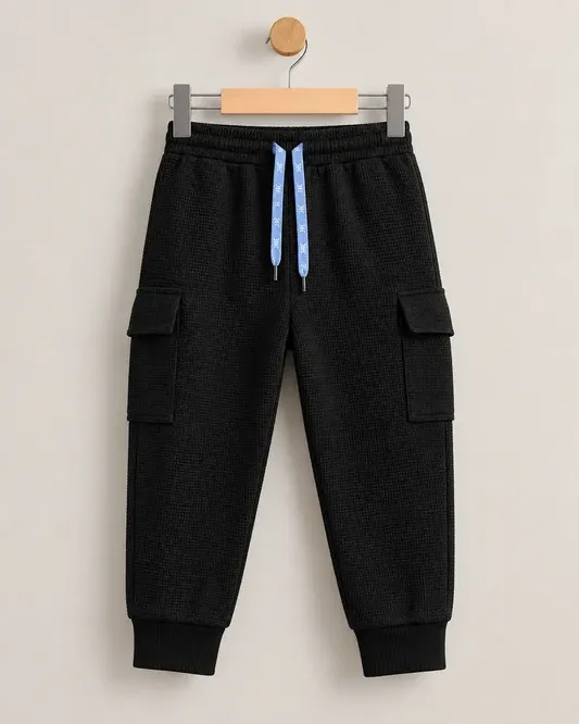 apparel-the-hub-kidswear-black-kids-cargo-joggers-blue-drawstring