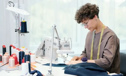 A garment sample being reviewed for trims and finishing.